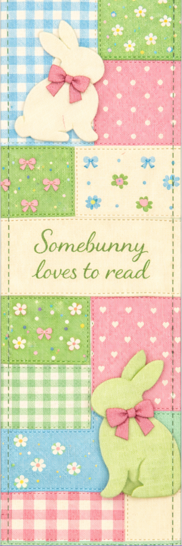 Premium Easter Bookmark Patchwork Bunny Design Reading Accessory Gift Ultra Premium Photo Paper Construction Pastel Color Palette Rounded Corner Finish Multiple Pack Options Available Book Lover Present Easter Basket Stuffer Idea Spring