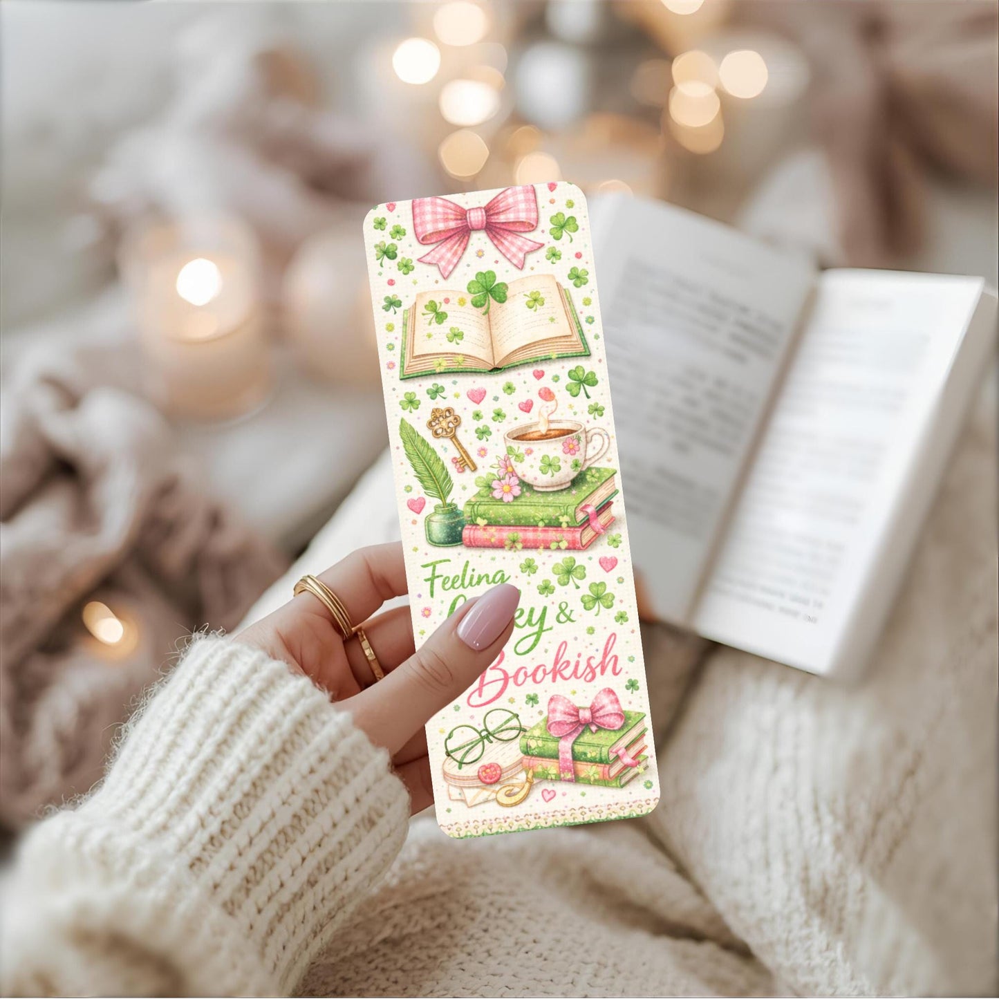 Irish Bookmark Gift Clover Decoration Bookish Accessory Reading Marker Page Keeper Literature Present Patrick Day Lucky Charm Green