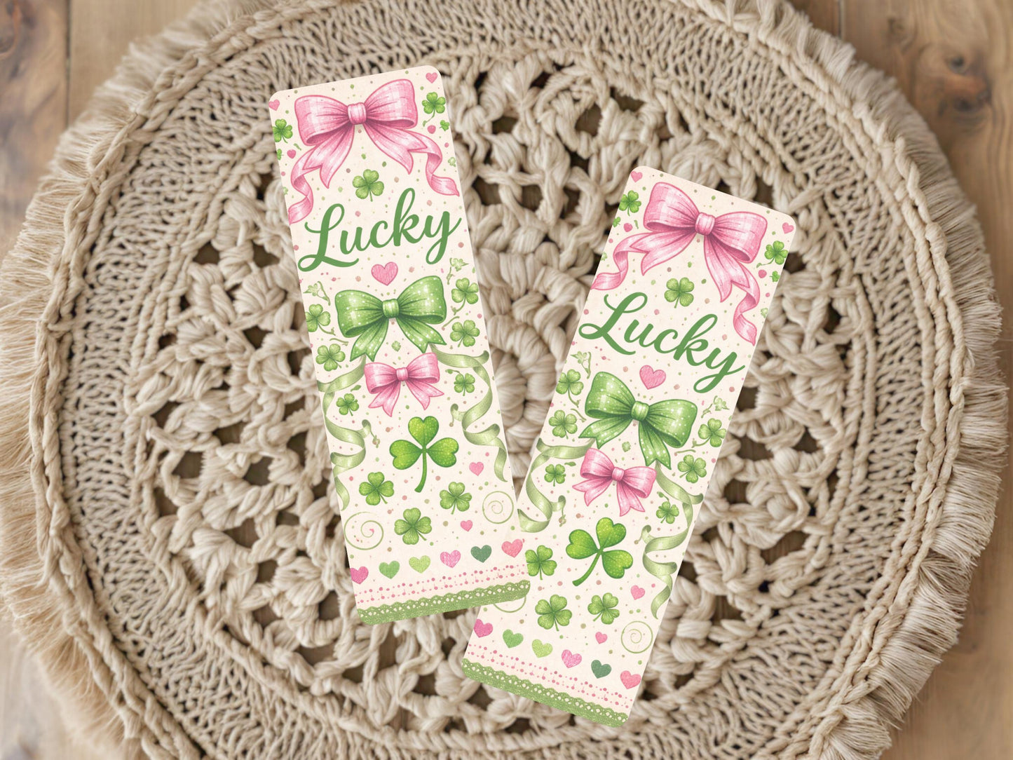 St. Patrick Day Bookmark Lucky Shamrock Irish Theme Reading Accessory Teacher Gift Green Coquette Bow Decoration Page Marker Tassel Design