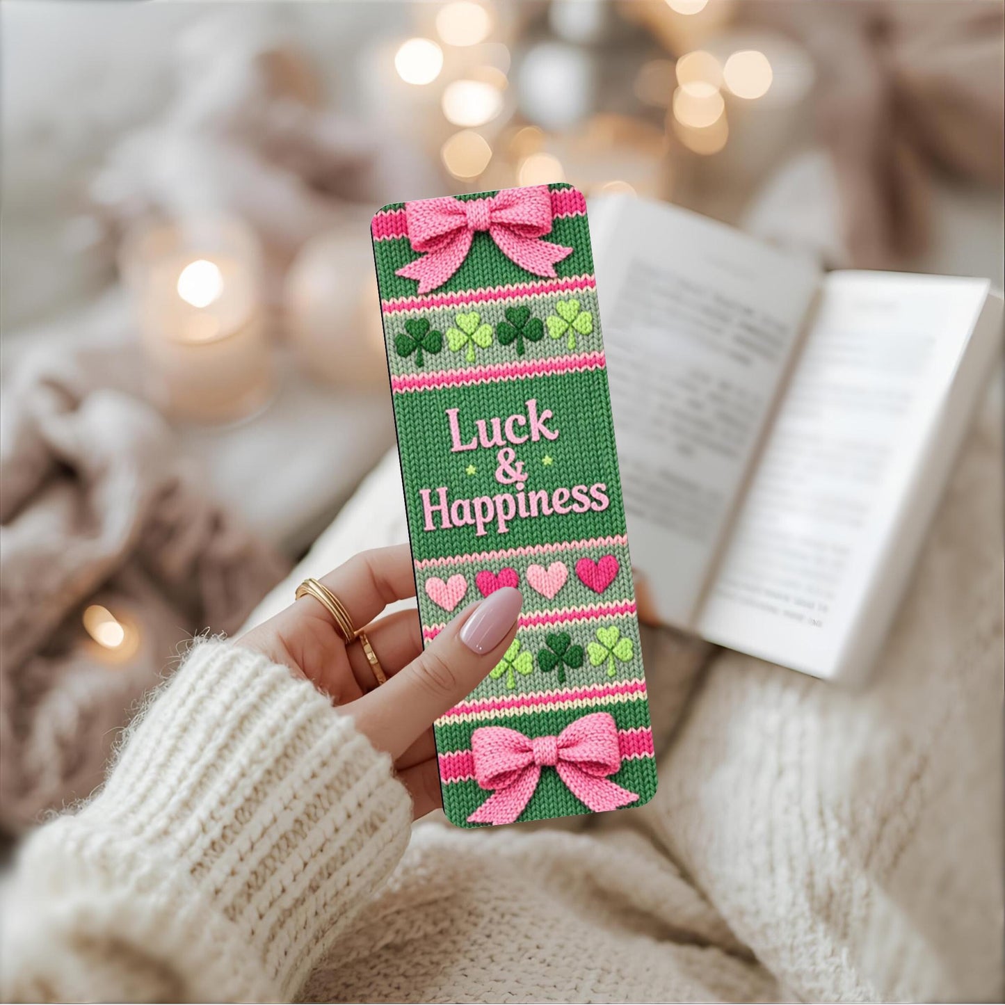 Irish Bookmark Gift Teacher Appreciation St Patrick Day Shamrock Design Coquette Aesthetic Reading Accessory Knitted Pattern Decor Clover