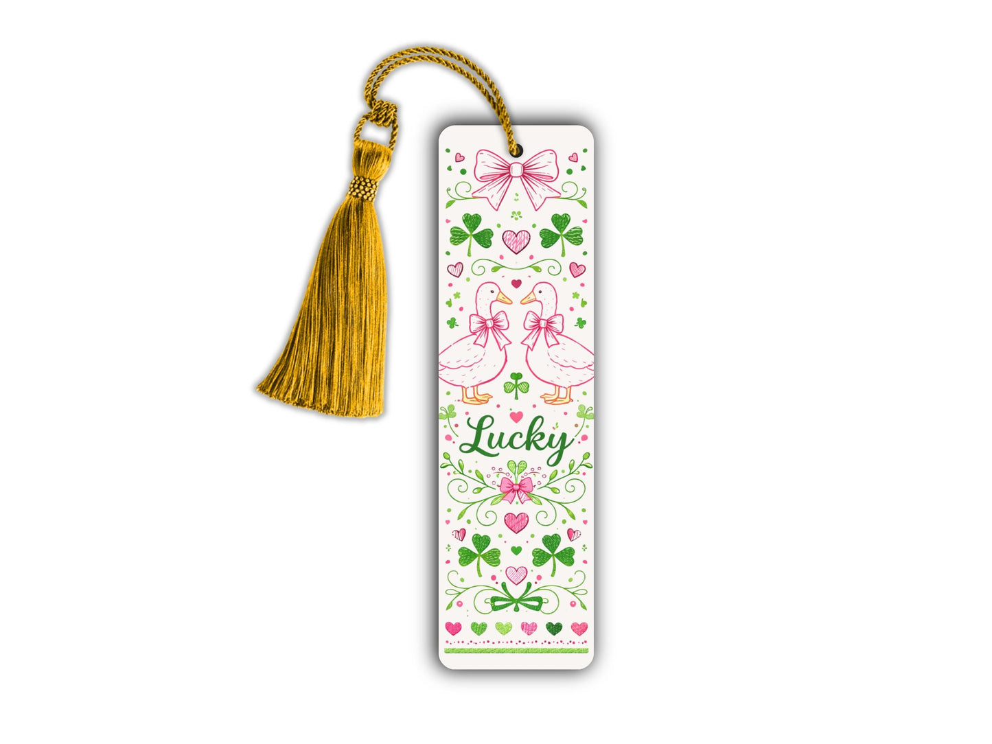 Irish Bookmark Design Shamrock Clover Lucky Charm Book Marker Reading Accessory Teacher Gift Goose Decoration Coquette Aesthetic Green