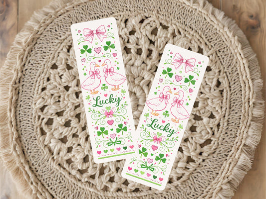 Irish Bookmark Design Shamrock Clover Lucky Charm Book Marker Reading Accessory Teacher Gift Goose Decoration Coquette Aesthetic Green