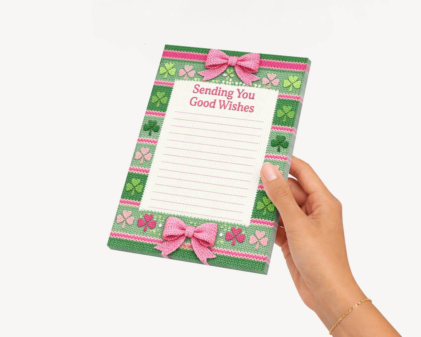 Floral St Patrick Writing Pad Paper Lined Notepad Teacher Gift Clover Design Desk Stationery Office Accessory Set Cloqette Brand Knitted