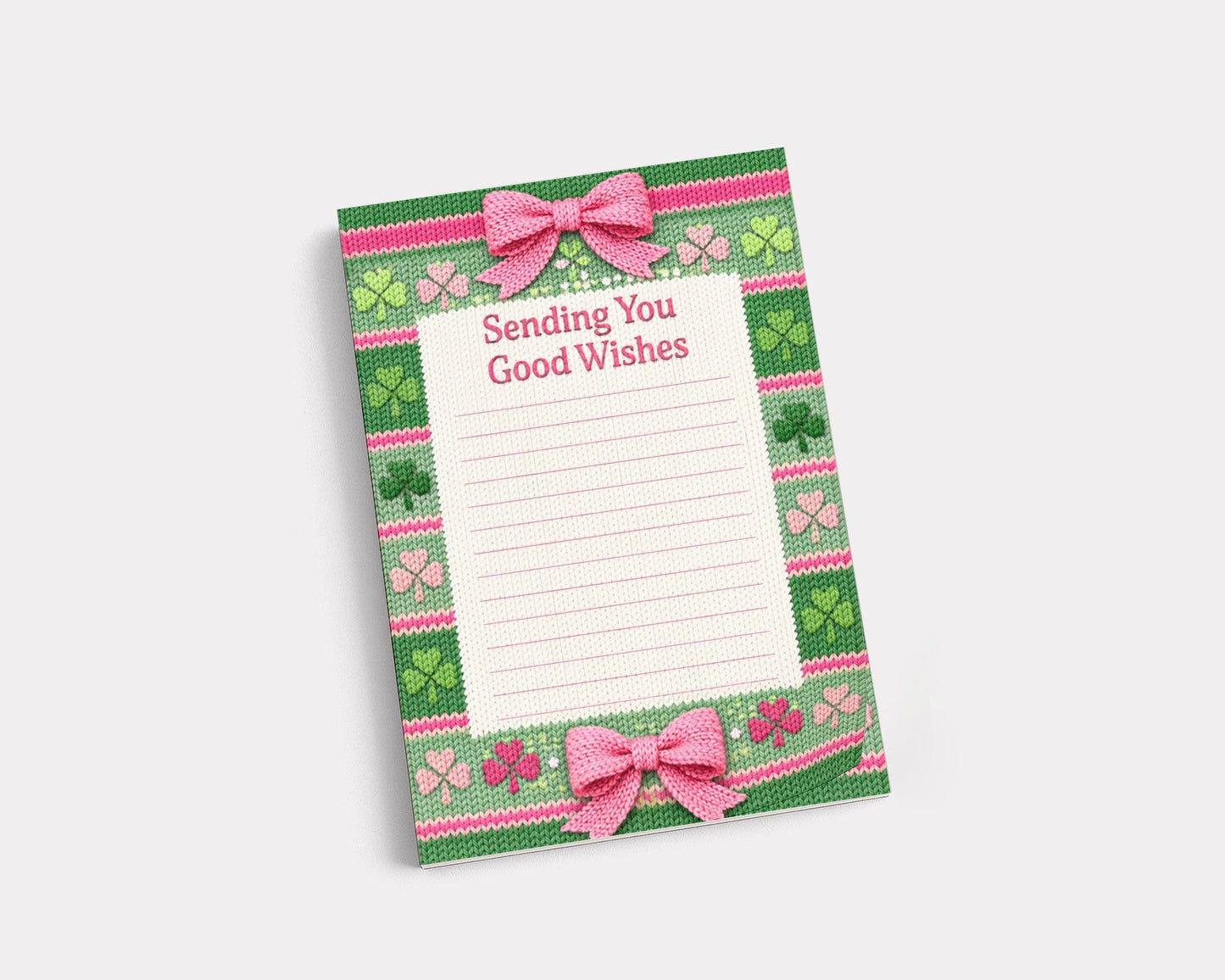Floral St Patrick Writing Pad Paper Lined Notepad Teacher Gift Clover Design Desk Stationery Office Accessory Set Cloqette Brand Knitted