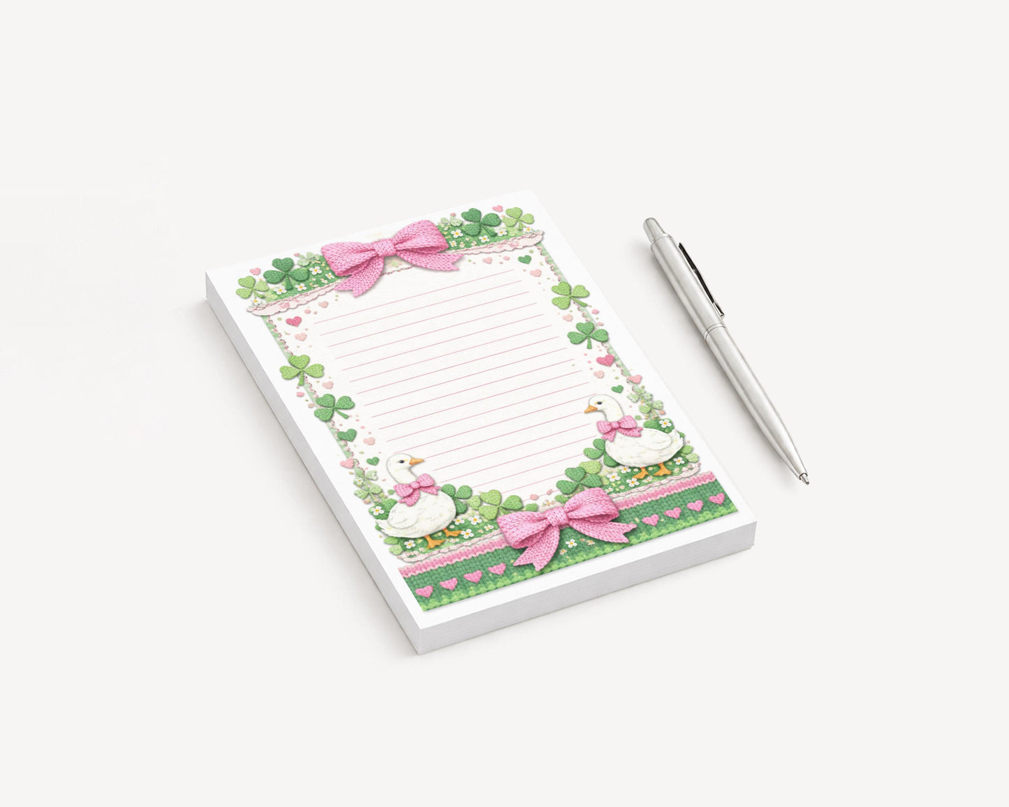 Shamrock Writing Pad Office Gift Teacher Notepad Clover Pattern Knitted Design Goose Stationery Irish Theme Spring Holiday Desk Decoration