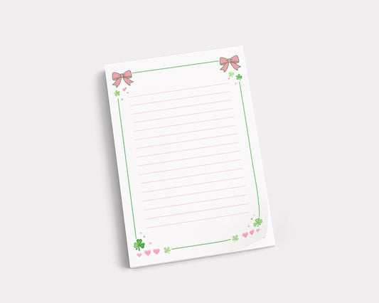 Shamrock Notepad Decorative Desk Cute Teacher Gift Stationery Lined Paper Writing Pad Tear Sheet Office Memo Colqette Clover Irish Theme