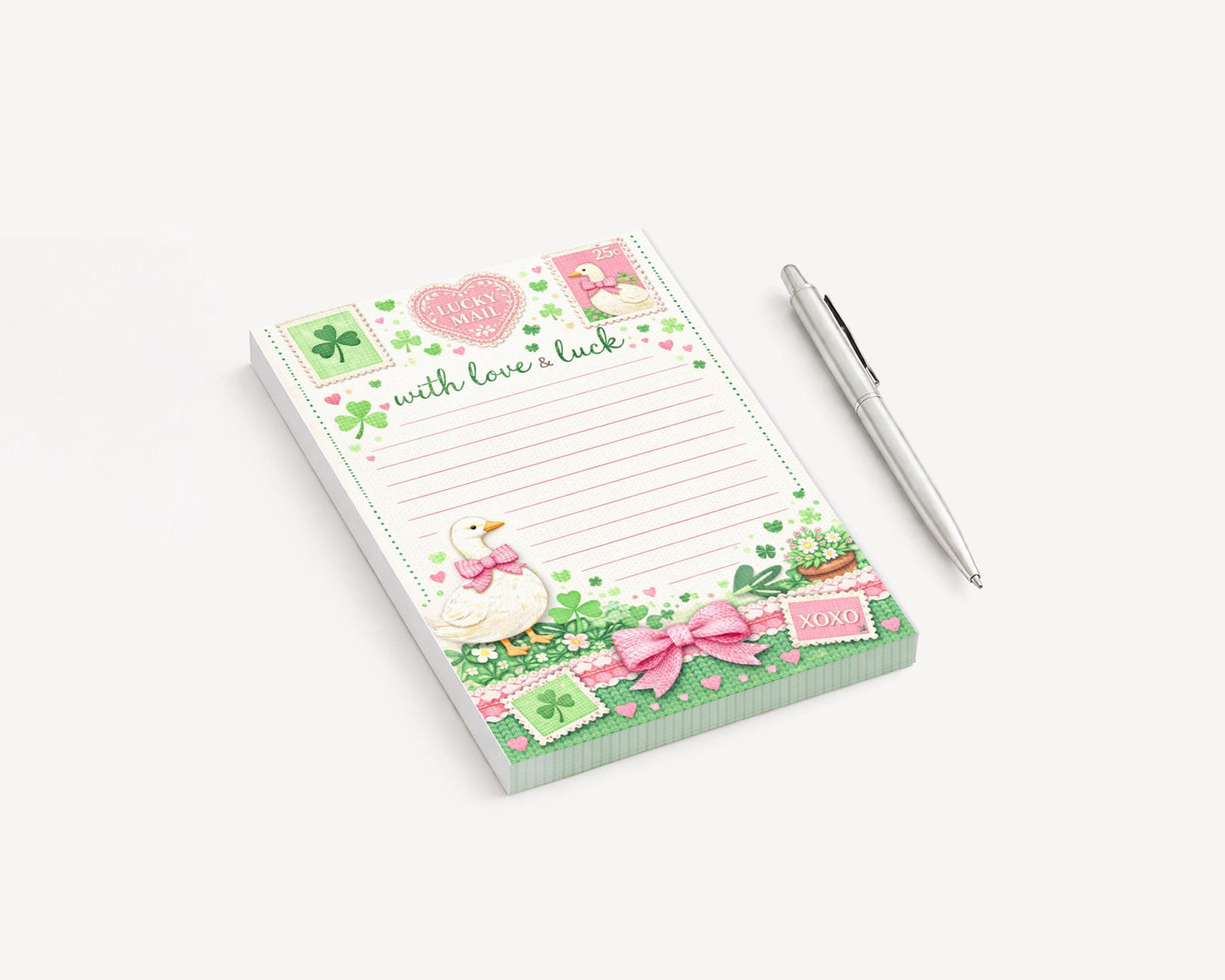 Irish Notepad Pad Desk Writing Tear Off Design Heart Lucky Mail Stationery Gift Teacher Appreciation Goose Stamp Clover Decoration