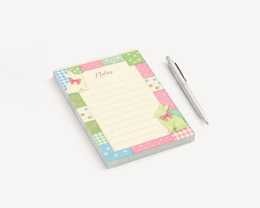 Easter Bunny Notepad Magnetic Refrigerator Kitchen Note Writing Pad Desk Organization Spring Stationery Patchwork Design Pastel Colors
