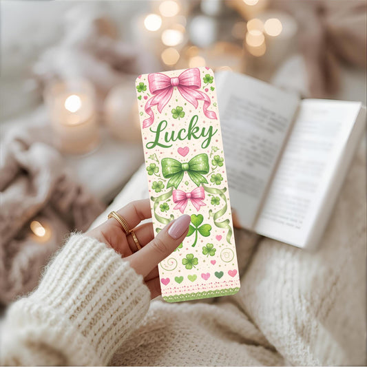 St. Patrick Day Bookmark Lucky Shamrock Irish Theme Reading Accessory Teacher Gift Green Coquette Bow Decoration Page Marker Tassel Design