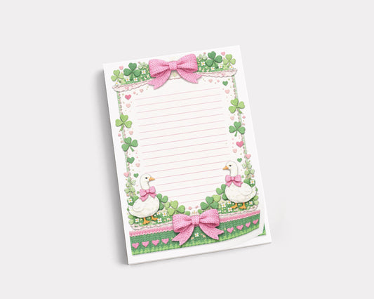 Shamrock Writing Pad Office Gift Teacher Notepad Clover Pattern Knitted Design Goose Stationery Irish Theme Spring Holiday Desk Decoration