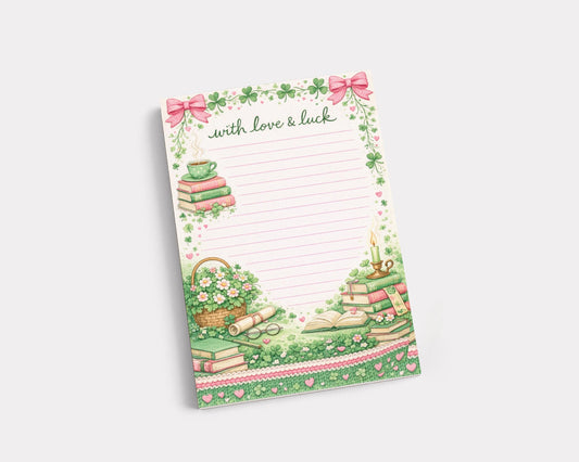 Shamrock Notepad Stationery Lined Paper Writing Pad Daily Journal Cute Design Irish Gift Teacher Appreciation Bookish Present Cottage Core