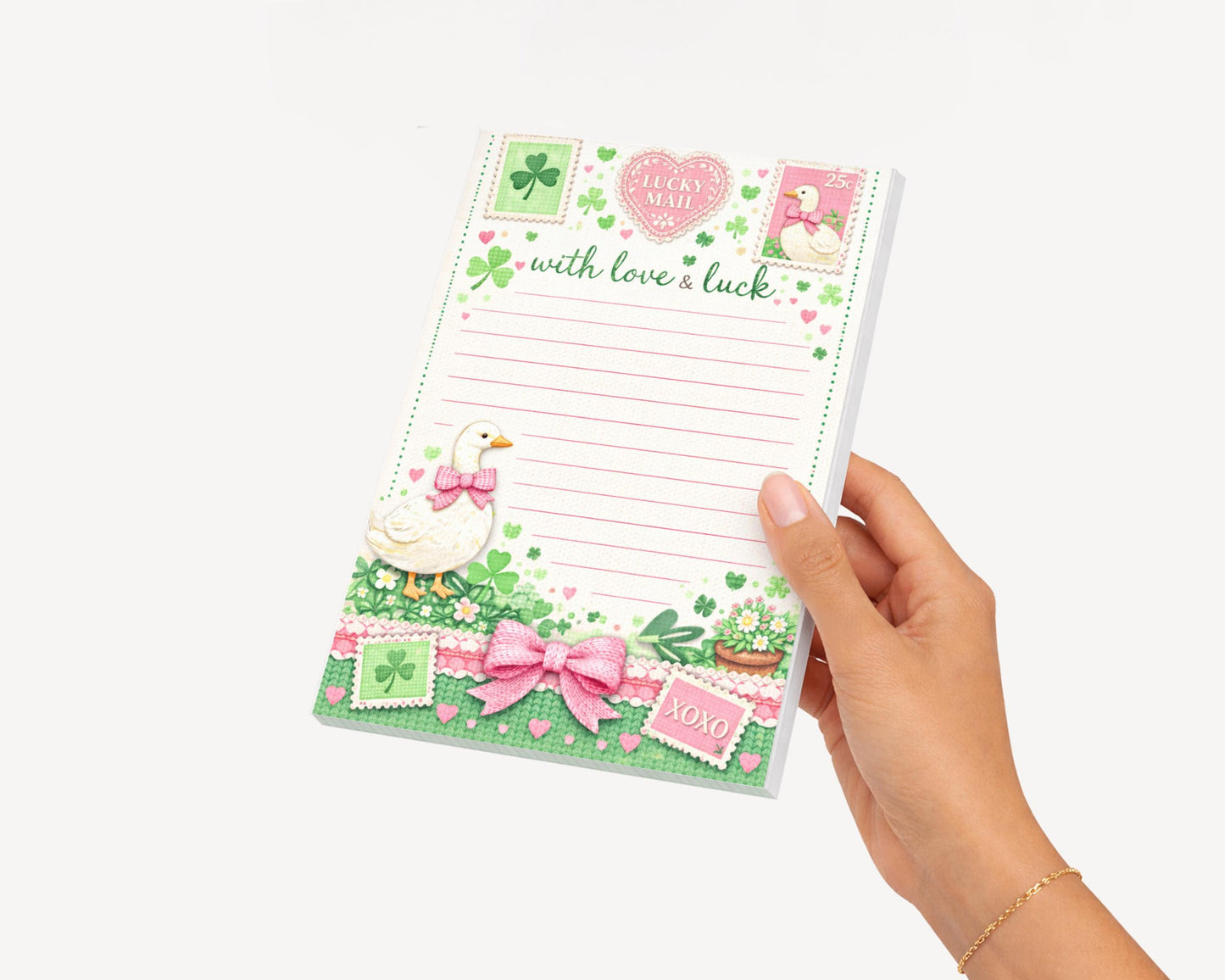 Irish Notepad Pad Desk Writing Tear Off Design Heart Lucky Mail Stationery Gift Teacher Appreciation Goose Stamp Clover Decoration