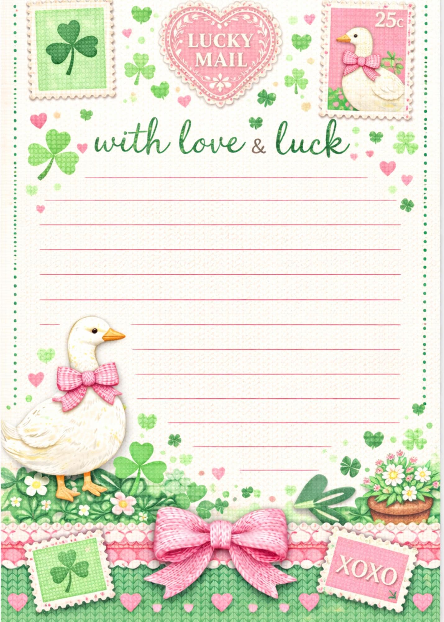 Irish Notepad Pad Desk Writing Tear Off Design Heart Lucky Mail Stationery Gift Teacher Appreciation Goose Stamp Clover Decoration