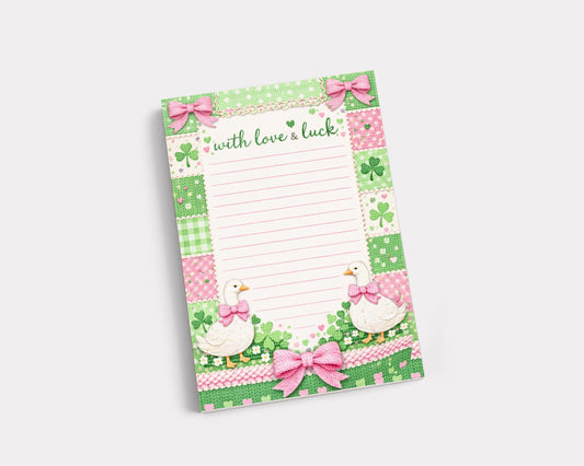 St Patrick Day Notepad Lined Paper Writing Pad Desk Organization Office Supply Teacher Gift Irish Theme Clover Teacher Goose Stationery