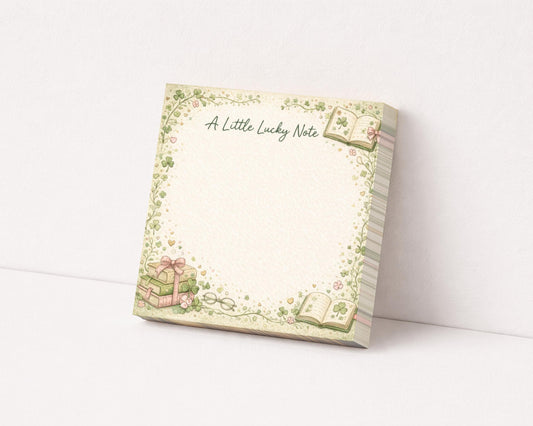 Cute Sticky Note Pad Floral Desk Organization Item Teacher Gift Bookish Clover Design Cottage Core Aesthetic Stationery Office Supply