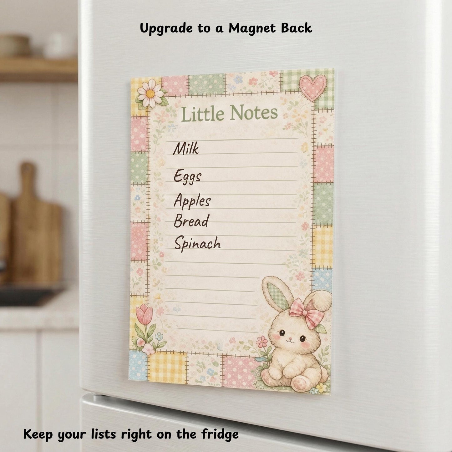 Bunny Notepad Handmade Writing Pad Desk Accessory Set Organization Magnetic Notepad Premium Paper Stationery Gift Cloquette Style Patchwork
