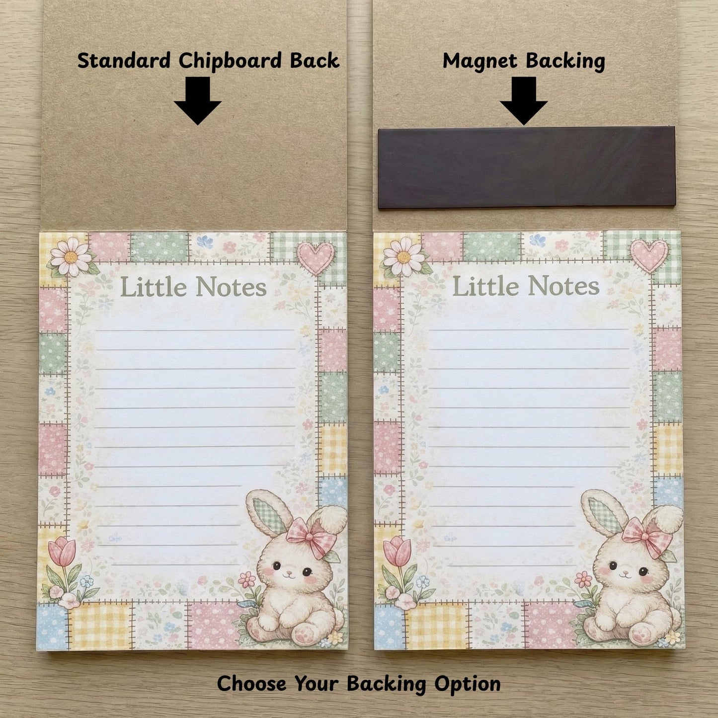 Bunny Notepad Handmade Writing Pad Desk Accessory Set Organization Magnetic Notepad Premium Paper Stationery Gift Cloquette Style Patchwork