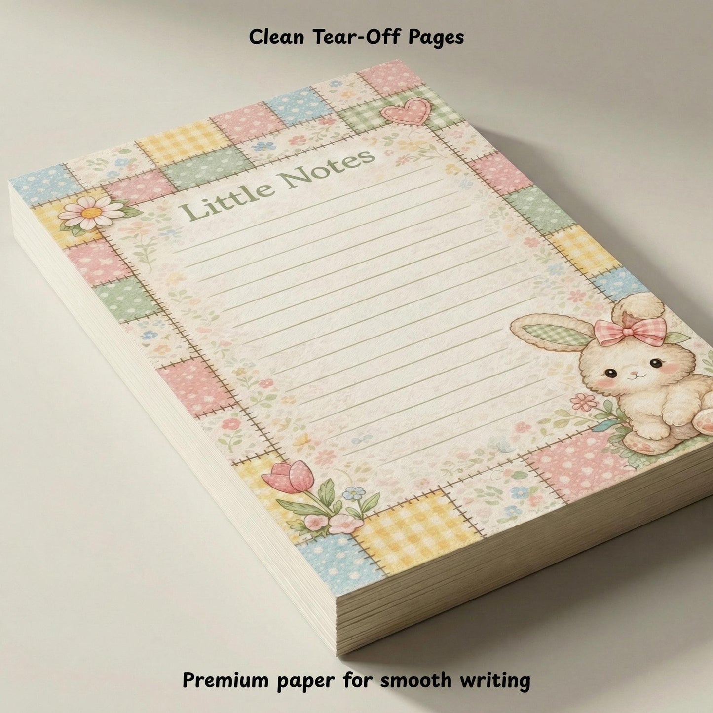 Bunny Notepad Handmade Writing Pad Desk Accessory Set Organization Magnetic Notepad Premium Paper Stationery Gift Cloquette Style Patchwork