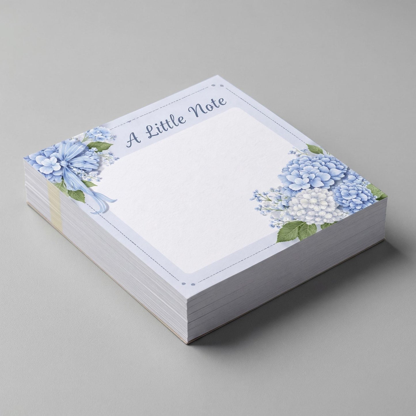 Blue Hydrangea Notepad Floral Design Sticky Note Pad Adhesive Desk Accessory Hydrangea Stationery Office Supply Vintage Style