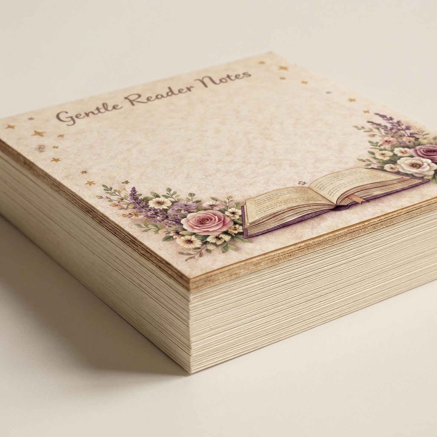 Gentle Reader Sticky Note Pad Floral Design Book Lover Reading Notes Literary Gift Bookish Stationery Desk Accessory Vintage Aesthetic