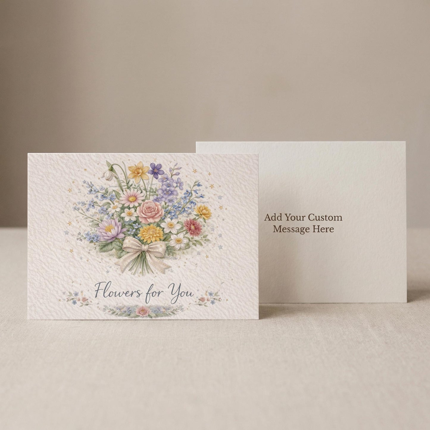 Watercolor Flower Card Birthday Gift Thank You Sympathy Note Writing Set Botanical Illustration Floral Design Greeting Stationery Kraft