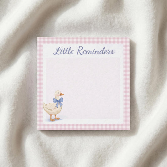 Cute Duck Notepad Pink Gingham Sticky Notes Cottagecore Stationery Desk Accessory Goose Note Pad Office Decorative Paper Vintage