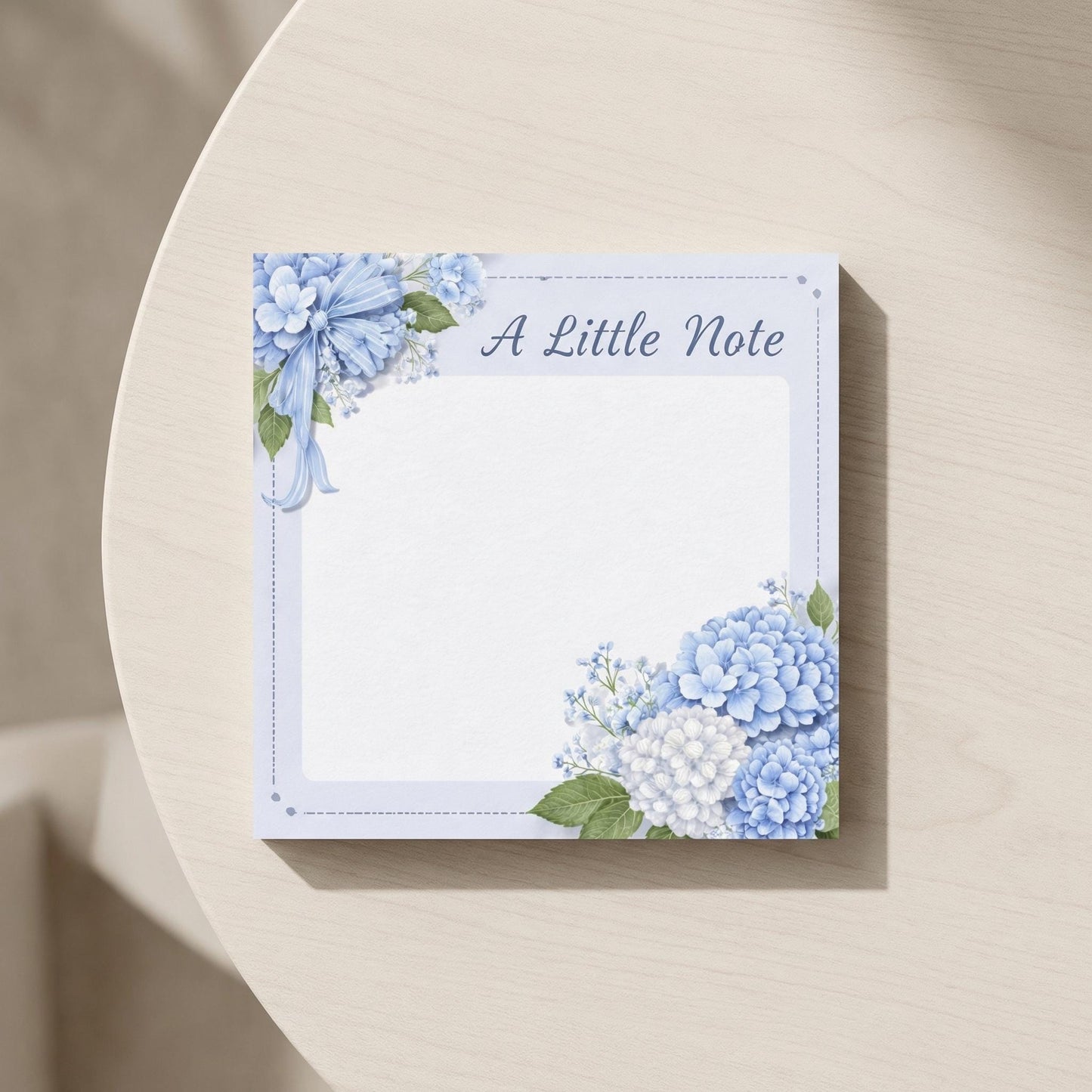 Blue Hydrangea Notepad Floral Design Sticky Note Pad Adhesive Desk Accessory Hydrangea Stationery Office Supply Vintage Style