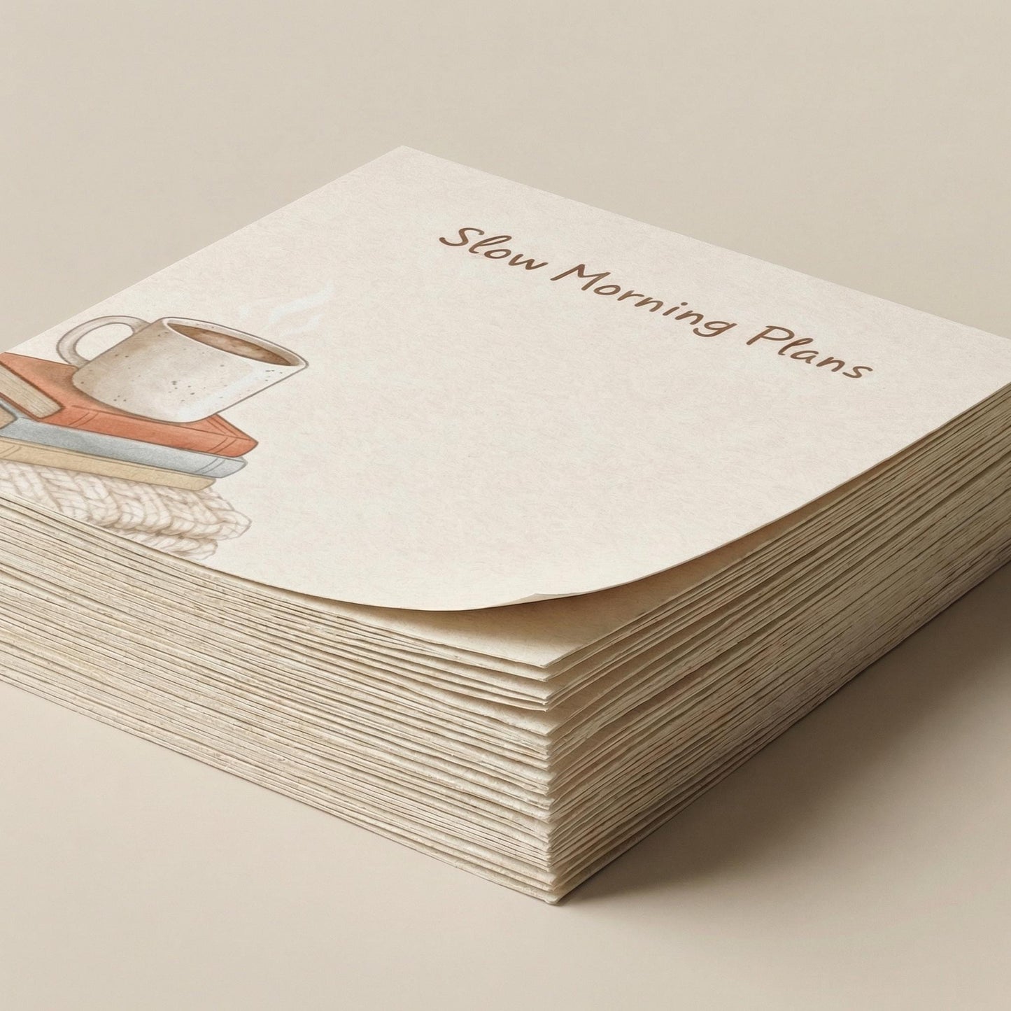 Slow Morning Plans Sticky Notes Daily Task Pad Organization Desk Accessory Coffee Lover Bookish Gift Cozy Stationery Minimalist Design