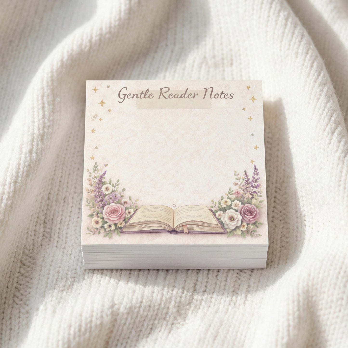 Gentle Reader Sticky Note Pad Floral Design Book Lover Reading Notes Literary Gift Bookish Stationery Desk Accessory Vintage Aesthetic