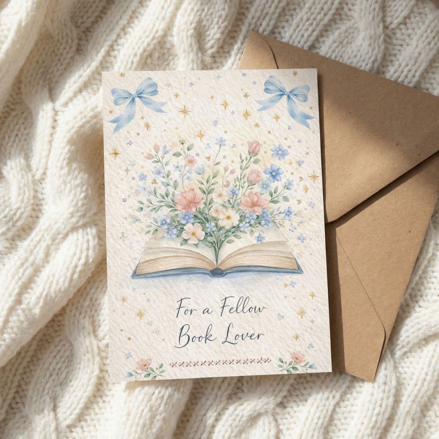 Book Lover Card Design Inspiration Reading Gift Bookish Stationery Watercolor Illustration Literary Note Coquette Aesthetic Pastel Colors